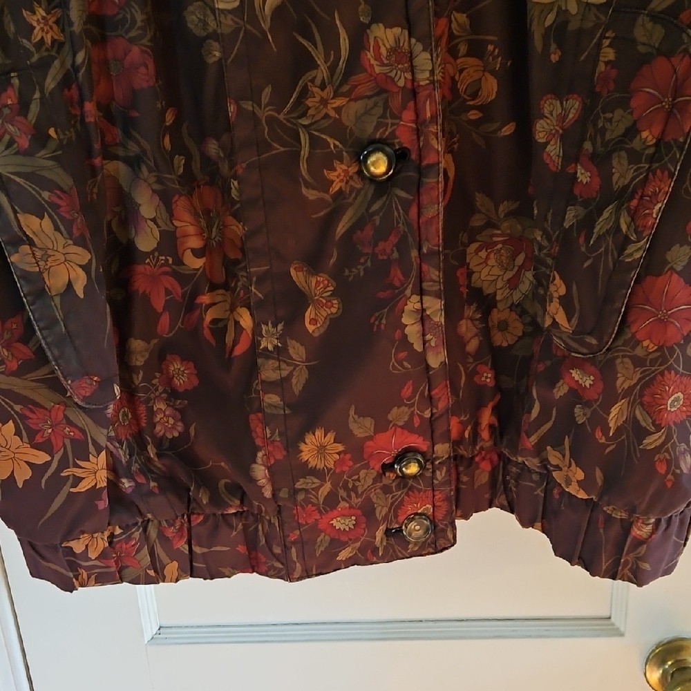 Vintage J.G. Hook Brown Floral Puffed Winter Coat - Picture 7 of 13